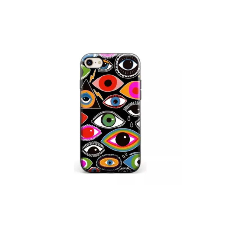 GENERICO - Funda De Silicona Estampada Ojos Para iPhone 13 - NEGRO