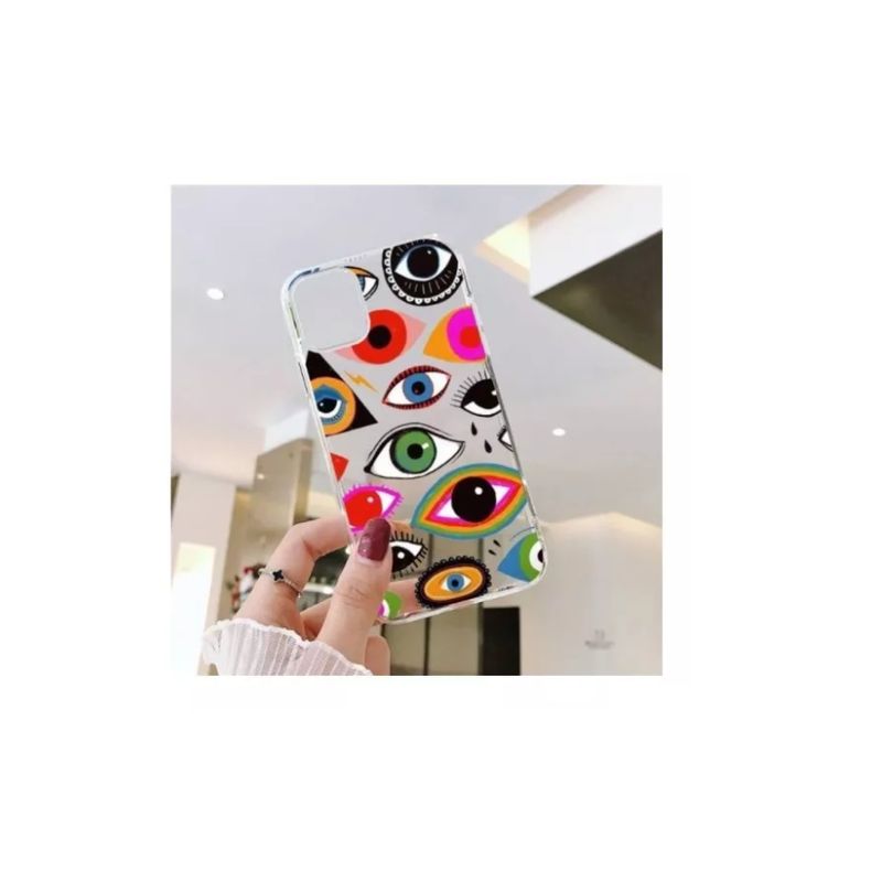 GENERICO - Funda De Silicona Estampada Ojos Para iPhone 13 TRANSP