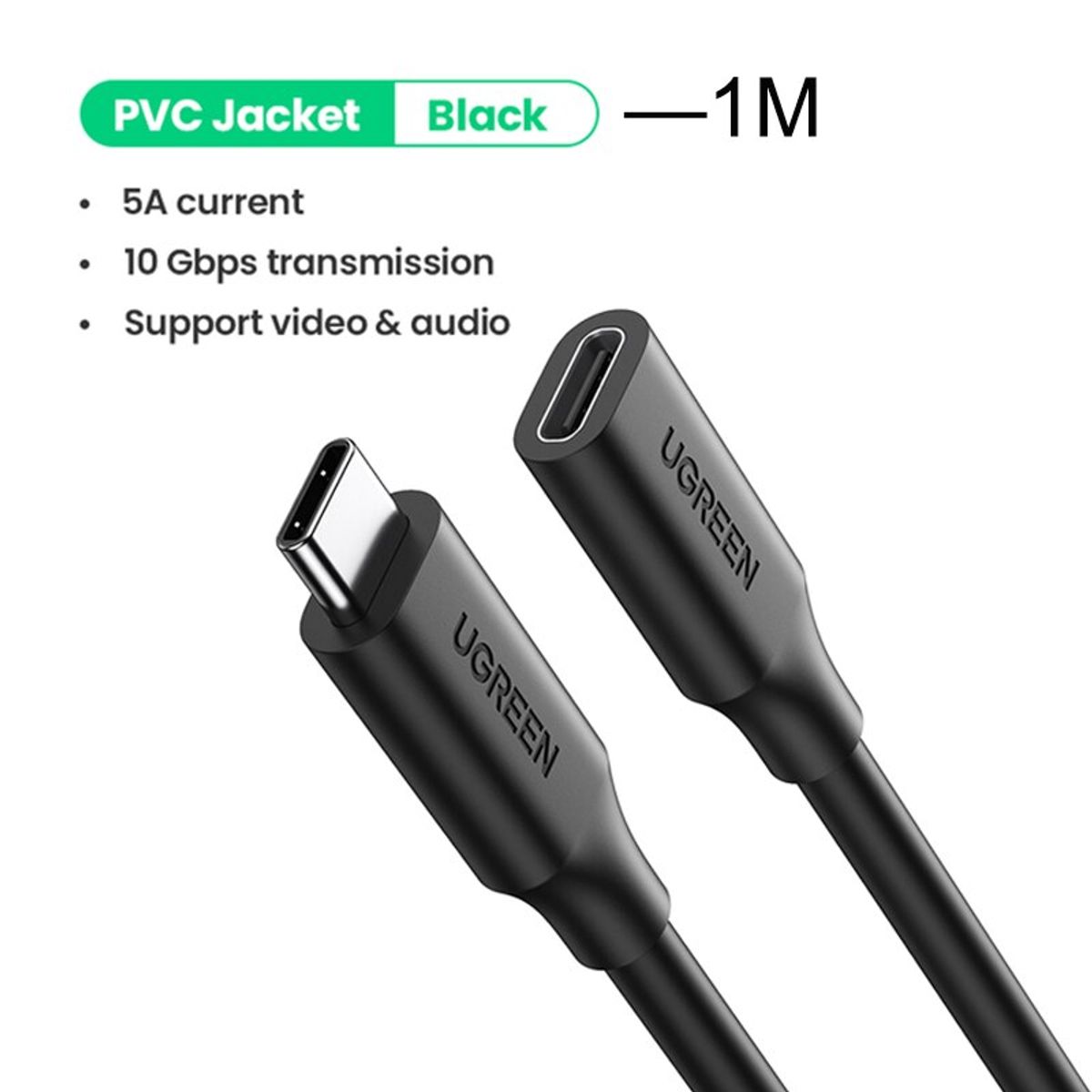 UGREEN - Cable De Extension Usb C Hembra - Usb C Macho  5a 10gbps  1m