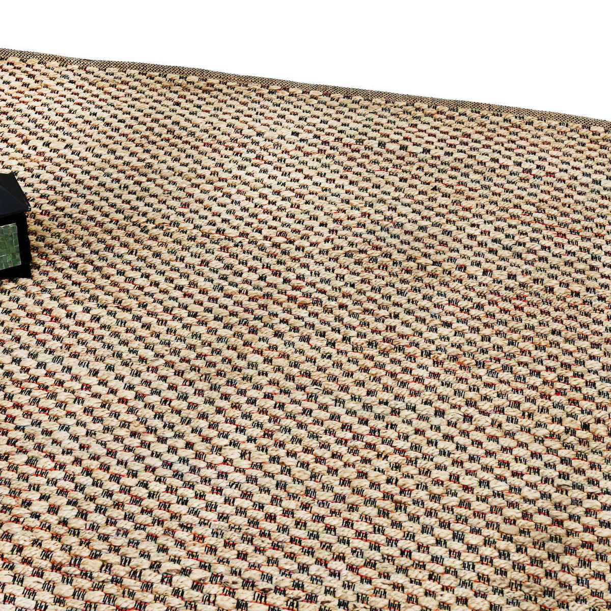 DECOGHAR - Yute Ajedrez Algodón con Dobladillo Azul / 1,50 x 2,40 m