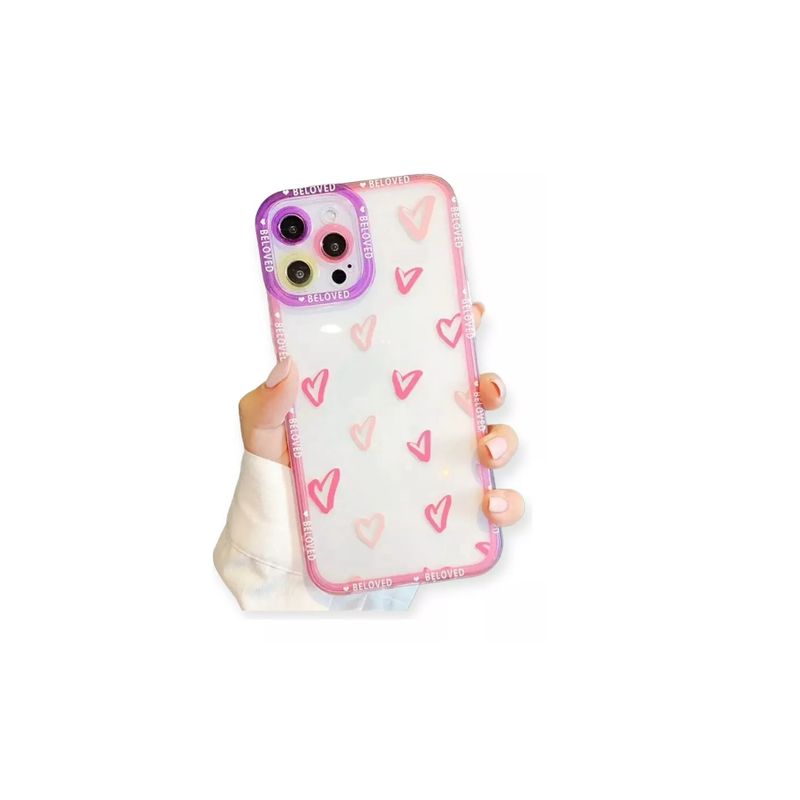 GENERICO - Funda Estampada Transparente Para iPhone 14-CORAZON