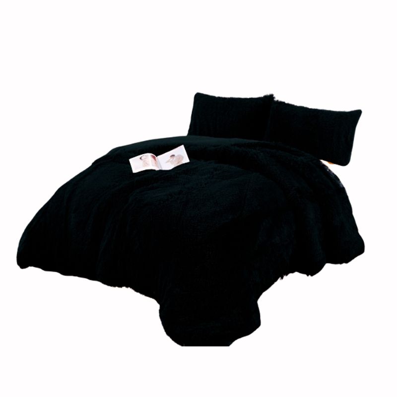 GENERICO - Cobertor Plumón Invierno Chiporro Liso Peludo Cama 1.5 Plazas NEGRO