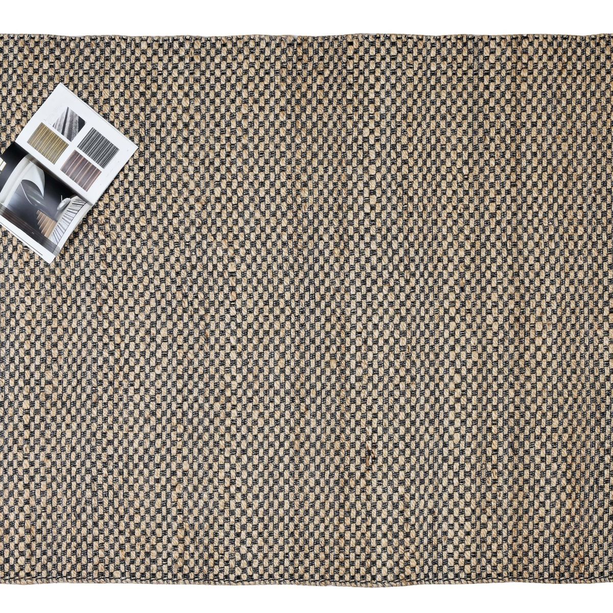 DECOGHAR - Yute Ajedrez Gris con Dobladillo  / 1,50 x 2,40 m