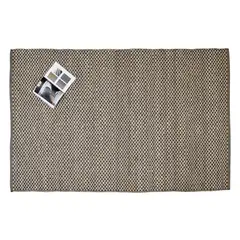 DECOGHAR - Yute Ajedrez Gris con Dobladillo / 1,50 x 2,40 m