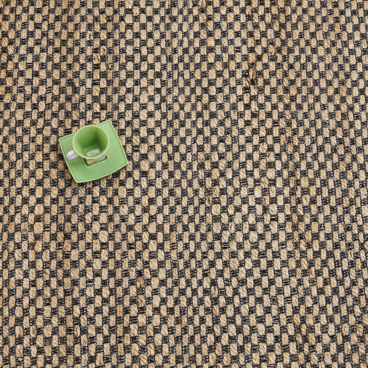 DECOGHAR - Yute Ajedrez Gris con Dobladillo  / 1,50 x 2,40 m