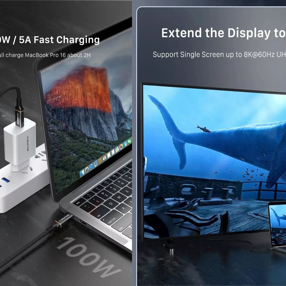 GENERICO - Cable Trenzado Usb4 Compatible Thunderbolt 4 100w 40gbps 8k 60hz 2.0 M