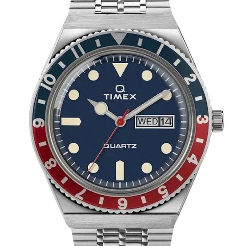 TIMEX - Reloj Timex Q Azul Rojo Hombre Cuarzo