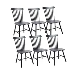 GENERICO - Pack 6 Sillas Windsor Madera Negro