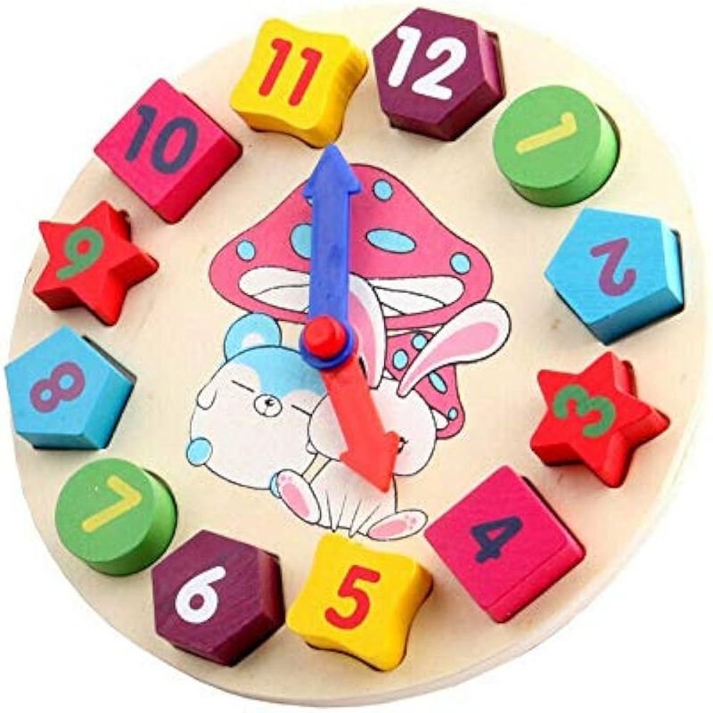 TOLIPA - Reloj Figuras Geométrica Encaje De Madera Para Niños