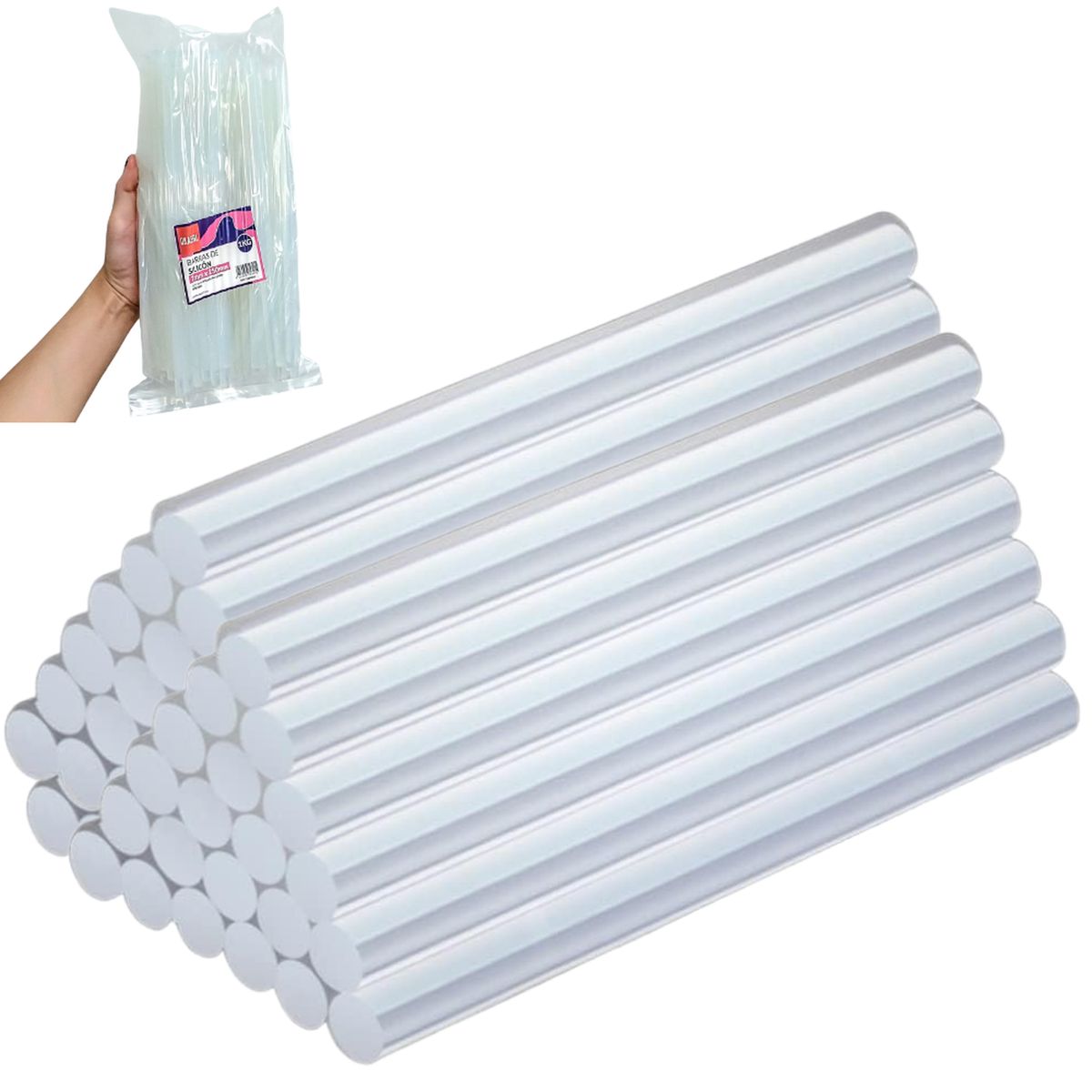 GENERICO - BARRAS DE SILICONA 1KG 25CM 7MM - Blanco