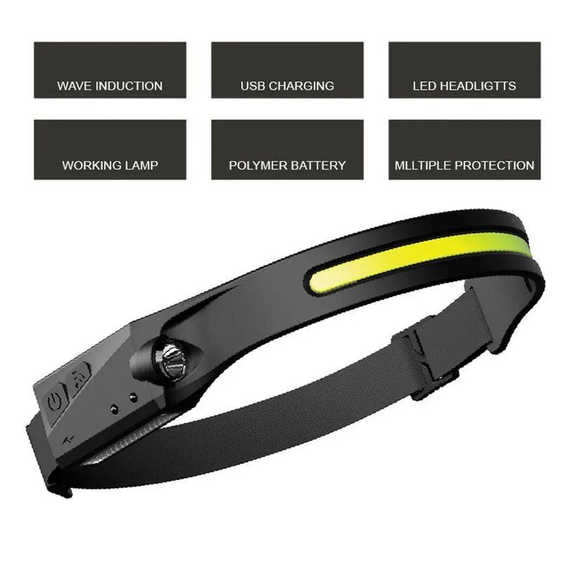 OEM - CINTILLO DE LUZ PARA LA CABEZA IMPERMEABLE USB