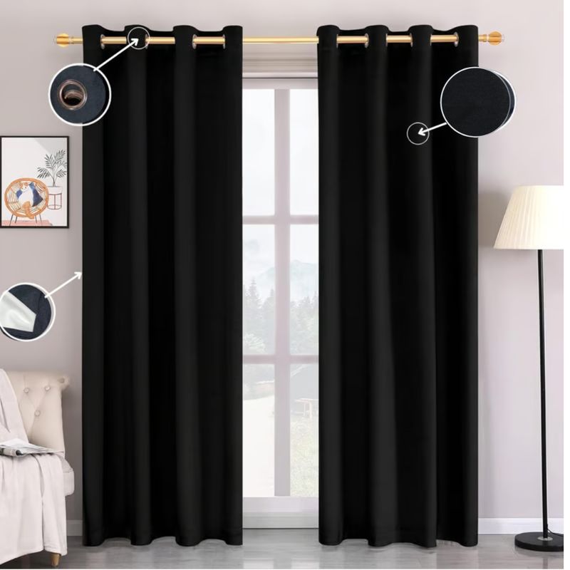 GENERICO - Set de Cortinas Blackout 2 Paños Color Negro