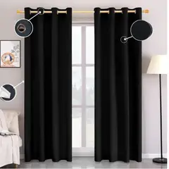GENERICO - Set de Cortinas Blackout 2 Paños Color Negro