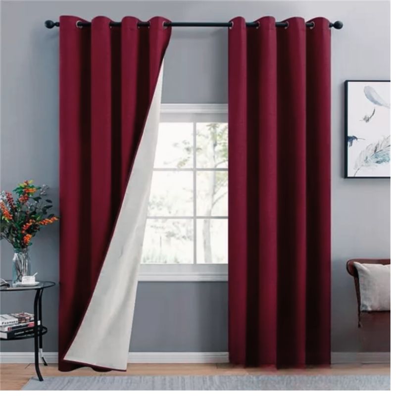 GENERICO - Set de Cortinas Blackout 2 Paños Color Burdeo