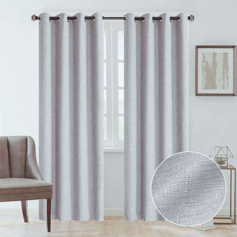 GENERICO - Cortina Blackout 100% 2 Paños Textura Lino - Gris