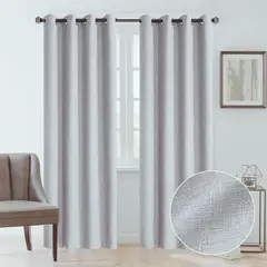 GENERICO - Cortina Blackout 100% 2 Paños Textura Lino - Gris