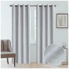 GENERICO - Cortina Blackout 2 Paños 100% Lino Textura Térmica Engomada