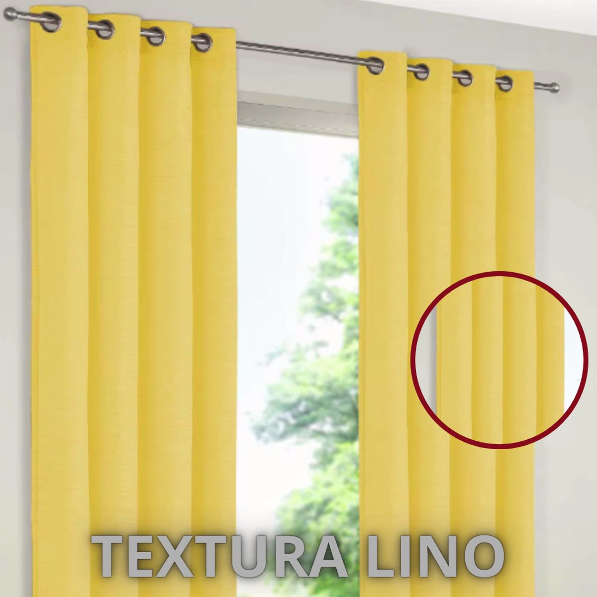 GENERICO - Cortina Blackout 100% 2 Paños Textura Lino - Amarillo