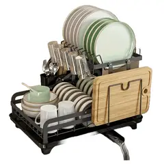 WAKESHOME - Secaplatos Cocina Negro Escurridor Loza 2 Niveles organizador plato