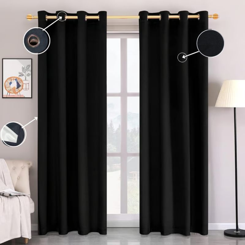 GENERICO - Set de Cortinas Blackout 2 Paños Color Negro