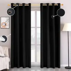 GENERICO - Set de Cortinas Blackout 2 Paños Color Negro