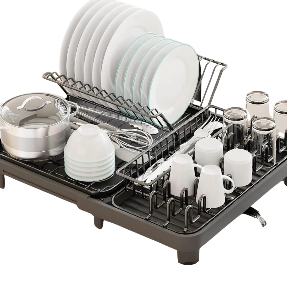 WAKESHOME - Escurridor De Platos Plegable Secaplatos Cocina Con Desague Wakeshome