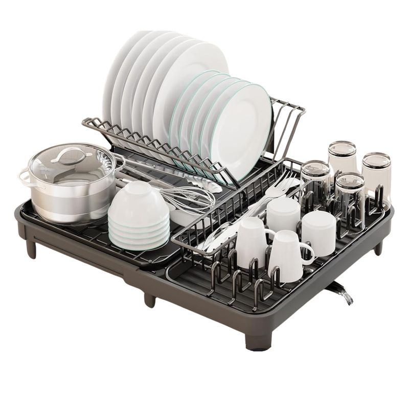 WAKESHOME - Escurridor De Platos Plegable Secaplatos Cocina Con Desague Wakeshome