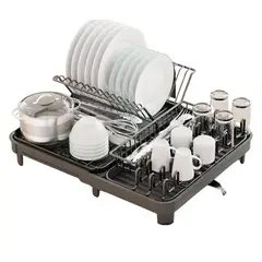 WAKESHOME - Escurridor De Platos Plegable Secaplatos Cocina Con Desague