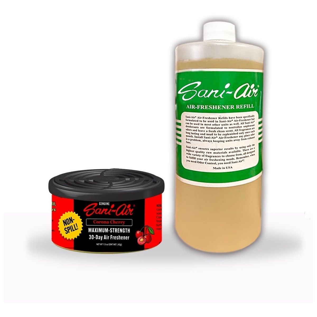 SANI AIR - Lata Sani Air Auto Cherry + Botella De 1 Litro De Recarga