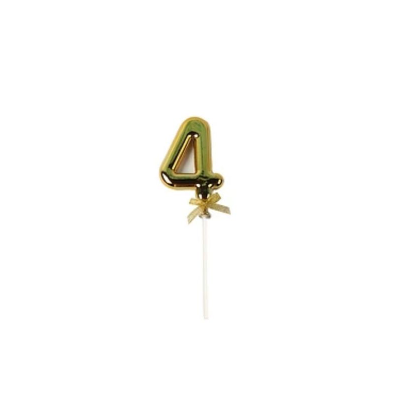 GENERICO - Topper De Número 4 dorado 20cm