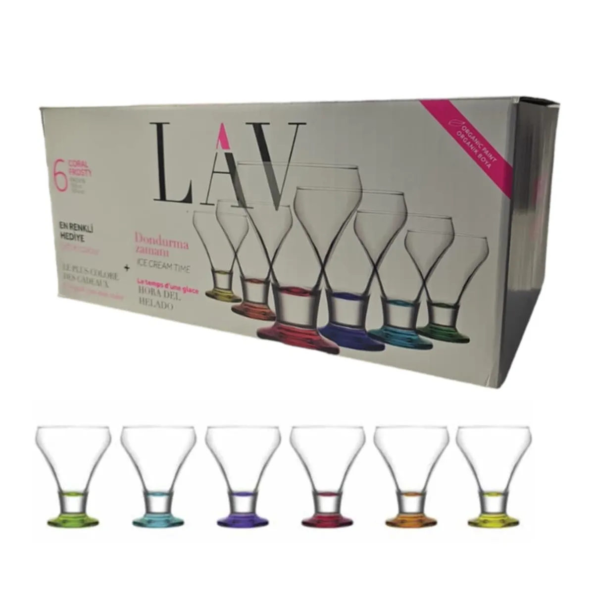 LAV - COPAS POSTRE VIDRIO DE  COLORES 305 CC
