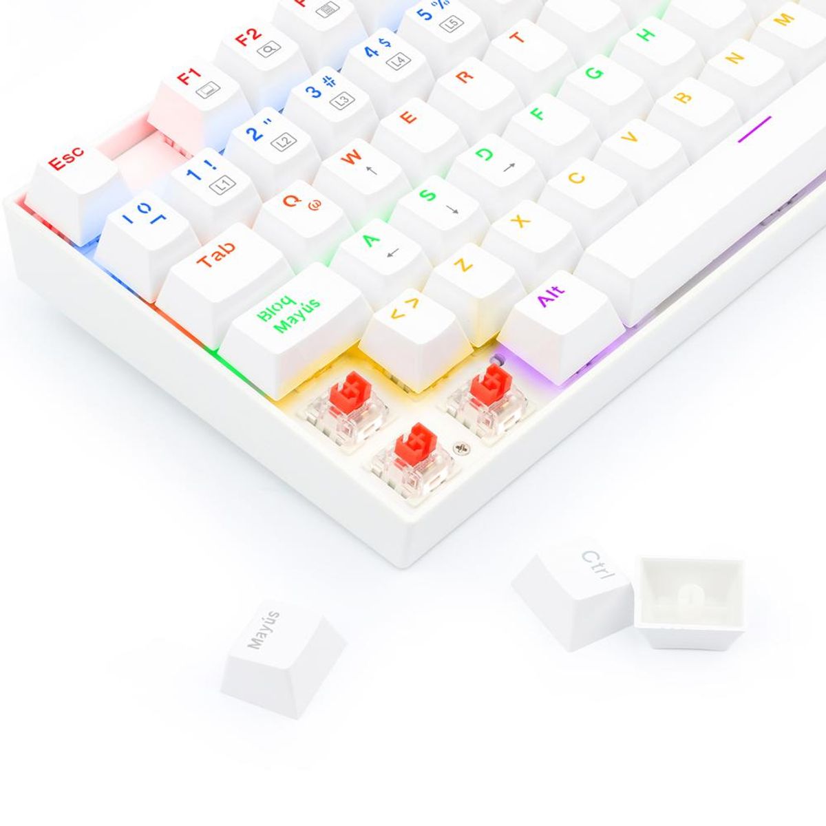 REDRAGON - K552W-KR-SP TECLADO KUMARA RAINBOW WHITE SWITCH ROJO SP