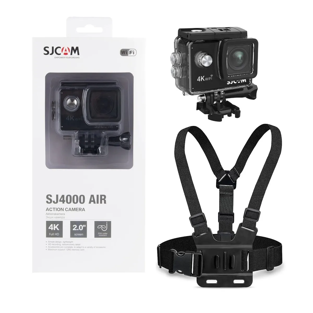 SJCAM - Cámara deportiva SJCAM SJ4000 AIR 4K WIFI con arnes de Pecho