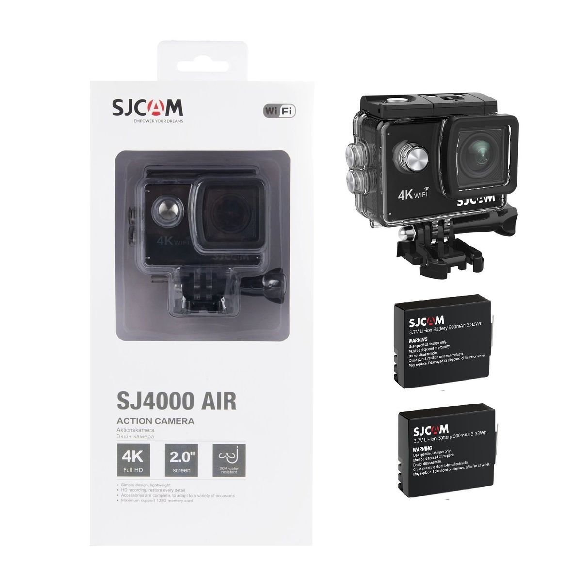 SJCAM - Cámara de acción SJCAM SJ4000 AIR 4K WIFI con 2 baterias