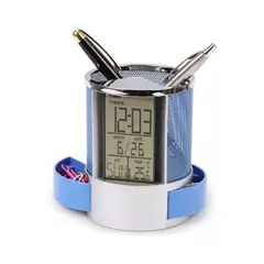 IMPORTCLICK - Organizador Bolígrafo Portalápices Reloj Alarma Pantalla LCD