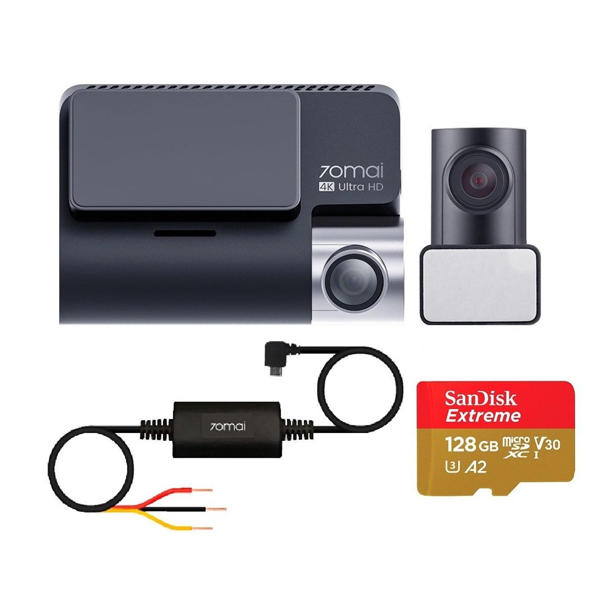 70MAI - Cámara auto 4k + Cámara Trasera 70mai A800S-1 + kit Cableado + 128gb
