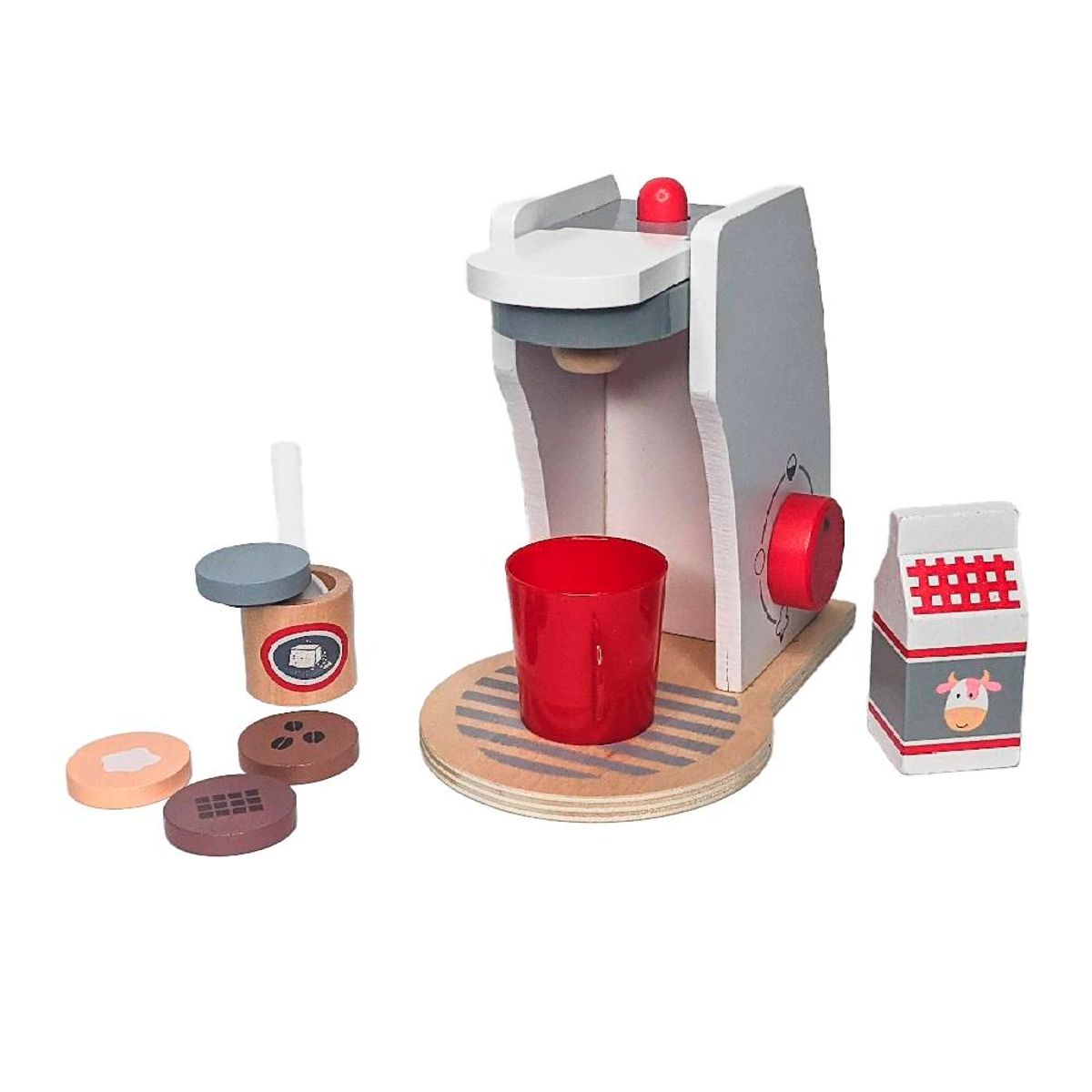 ARTIDIX - Cafetera de Juguete de madera con 6 piezas adiciónales