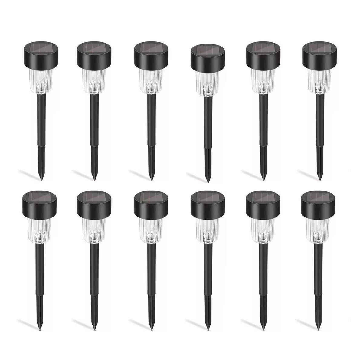IMPORTCLICK - Pack 10 Estacas Focos LED Solar Jardín Exterior Negro