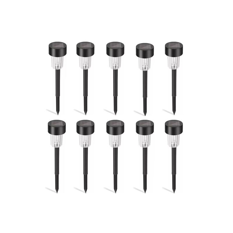 IMPORTCLICK - Pack 10 Estacas Focos LED Solar Jardín Exterior Negro
