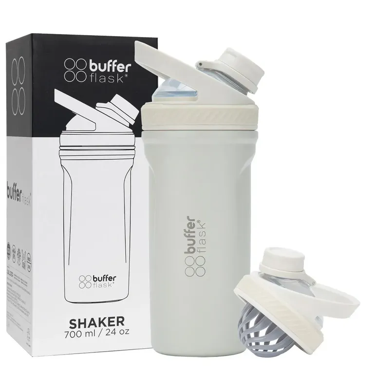 Shaker Vaso Proteina Mezclador Buffer Acero Inox 700 - Crema