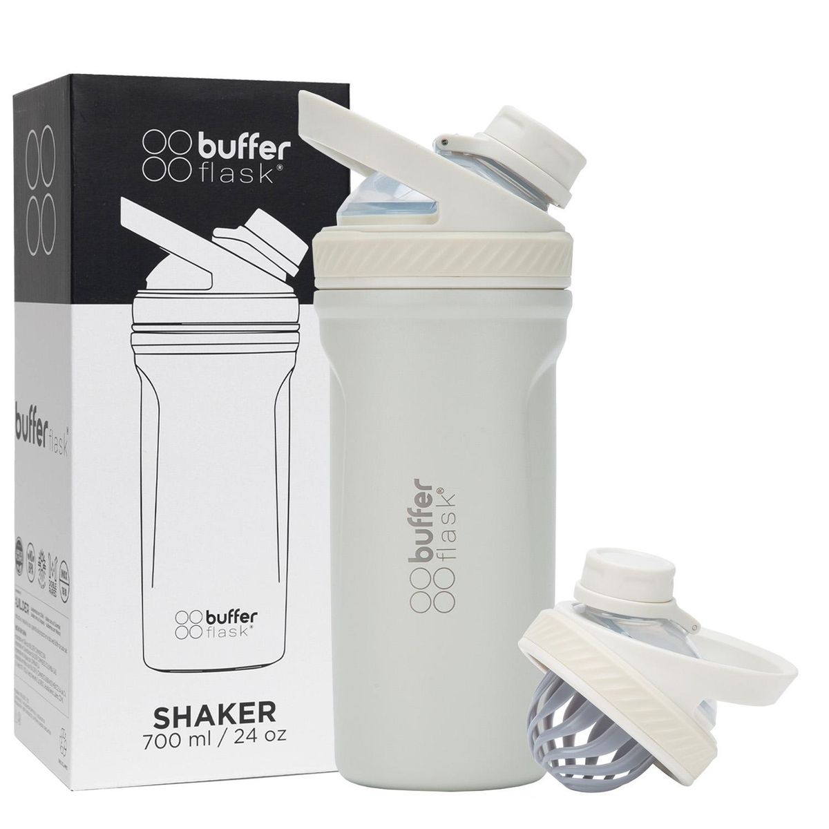 BUFFER FLASK - Shaker Vaso Proteina Mezclador Buffer Acero Inox 700 - Crema