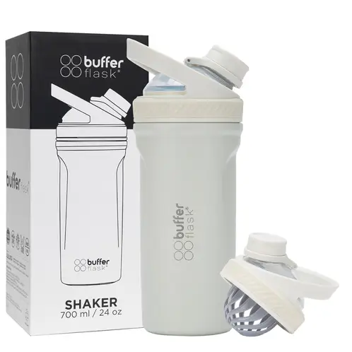 BUFFER FLASK - Shaker Vaso Proteina Mezclador Buffer Acero Inox 700 - Crema