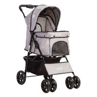 Coche Mascota Plegable Pro Perro Gato Gris BeePet