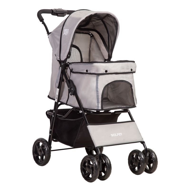 BEBESIT - Coche Mascota Plegable Pro Perro Gato Gris BeePet  Bebesit