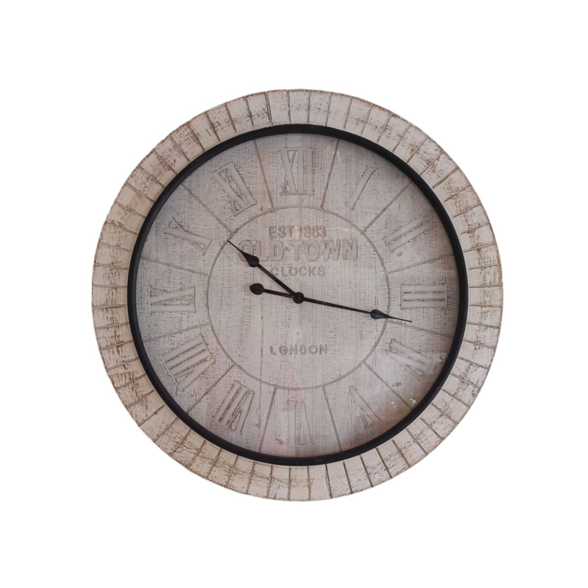 GENERICO - RELOJ MURAL  80 CM ESTILO VINTAGE MADERA DECAPADO OLD -TOWN