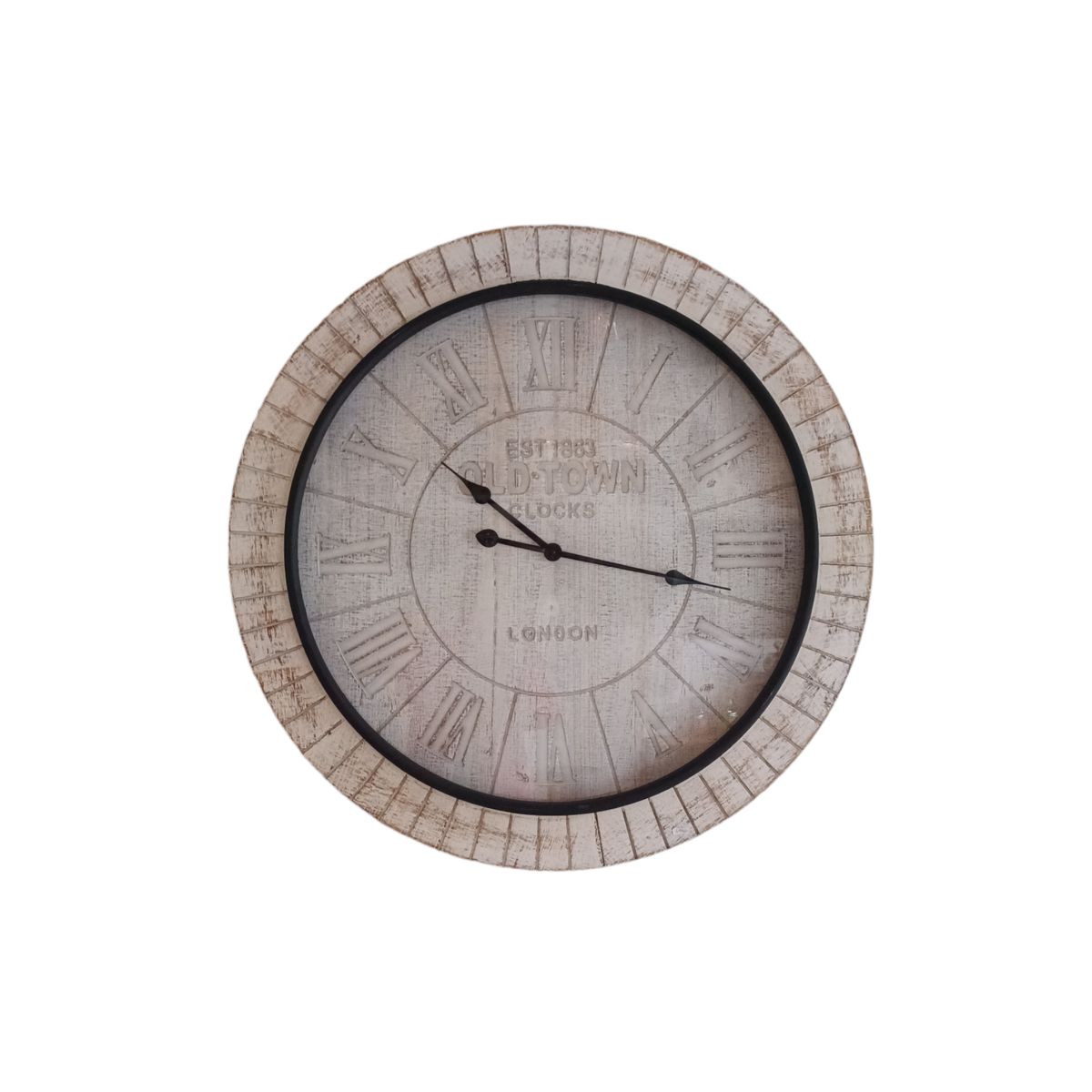GENERICO - RELOJ MURAL  80 CM ESTILO VINTAGE MADERA DECAPADO OLD -TOWN