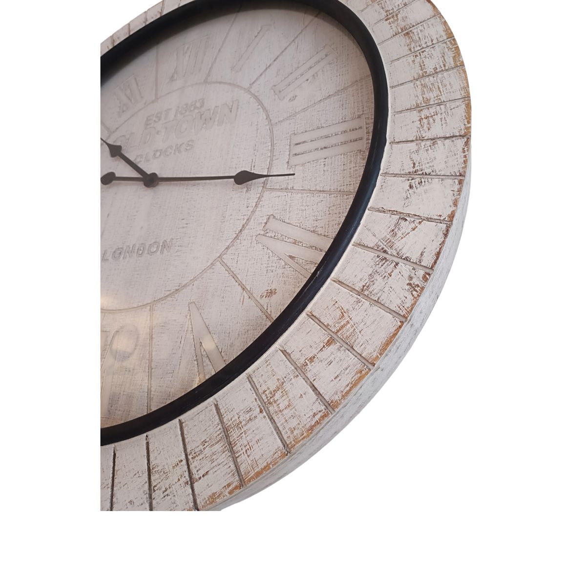 GENERICO - RELOJ MURAL  80 CM ESTILO VINTAGE MADERA DECAPADO OLD -TOWN