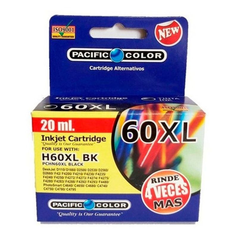 PACIFIC COLOR - Tinta Alternativa 60XL Negro Para Hp  Pacific Color