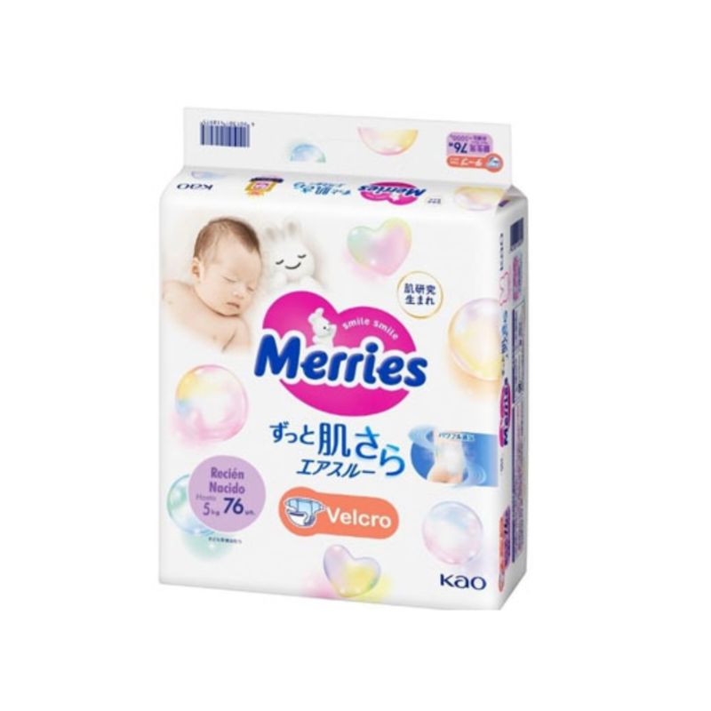 MERRIES - Pañales Merries Velcro RN 76 Pcs Super Jumbo