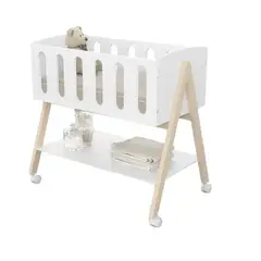 KIDSCOOL - Mini Cuna Colecho Blanca Con Ruedas
